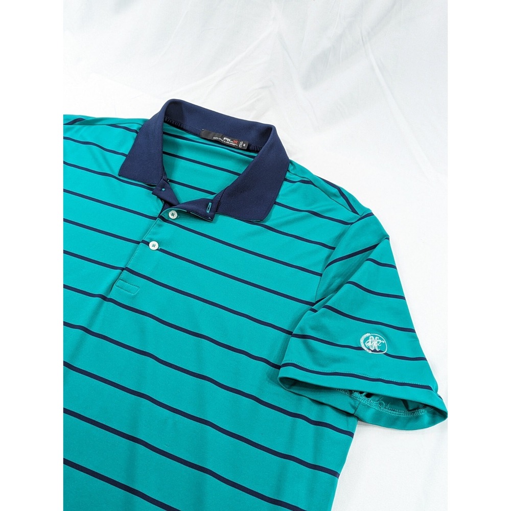 Ralph Lauren RLX Shirt Mens XL‎ Polo Golf Green Striped Oklahoma Golf Course